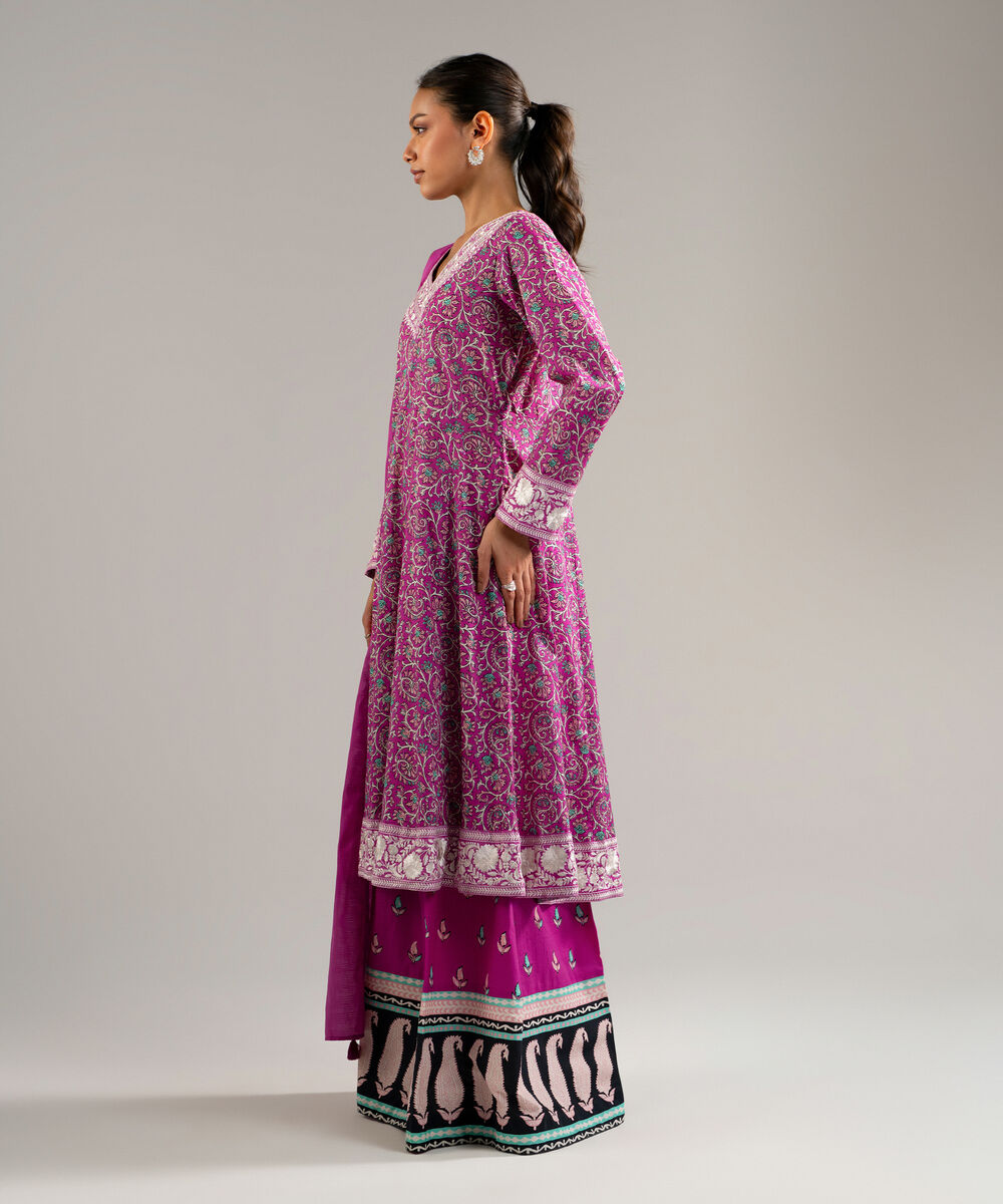 Women's RTW Lawn Embroidered Pink 3 Piece Suit