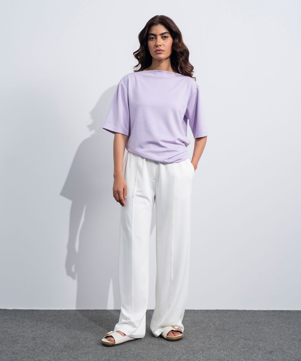 Women's Western Off White Soft Lux Pull-On  Trousers