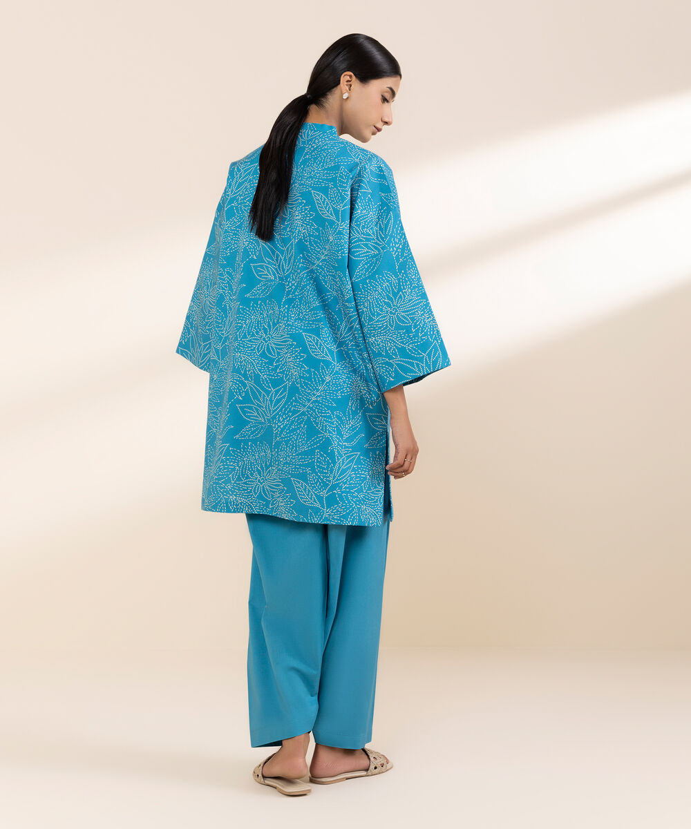 Women's Unstitched Lawn Printed Blue 2 Piece Suit