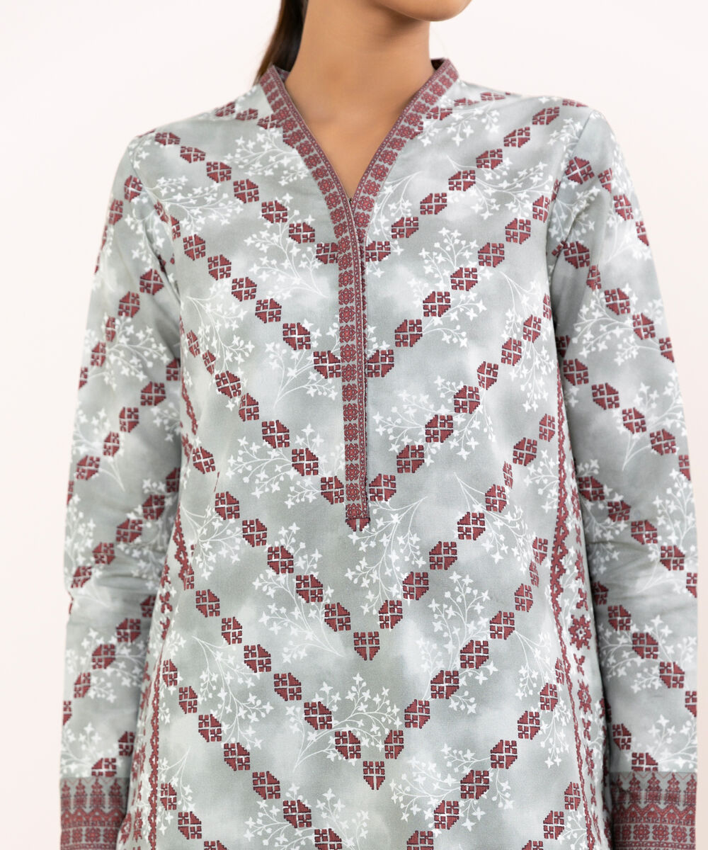Women's Unstitched Cotton Printed Multi Three Piece Suit