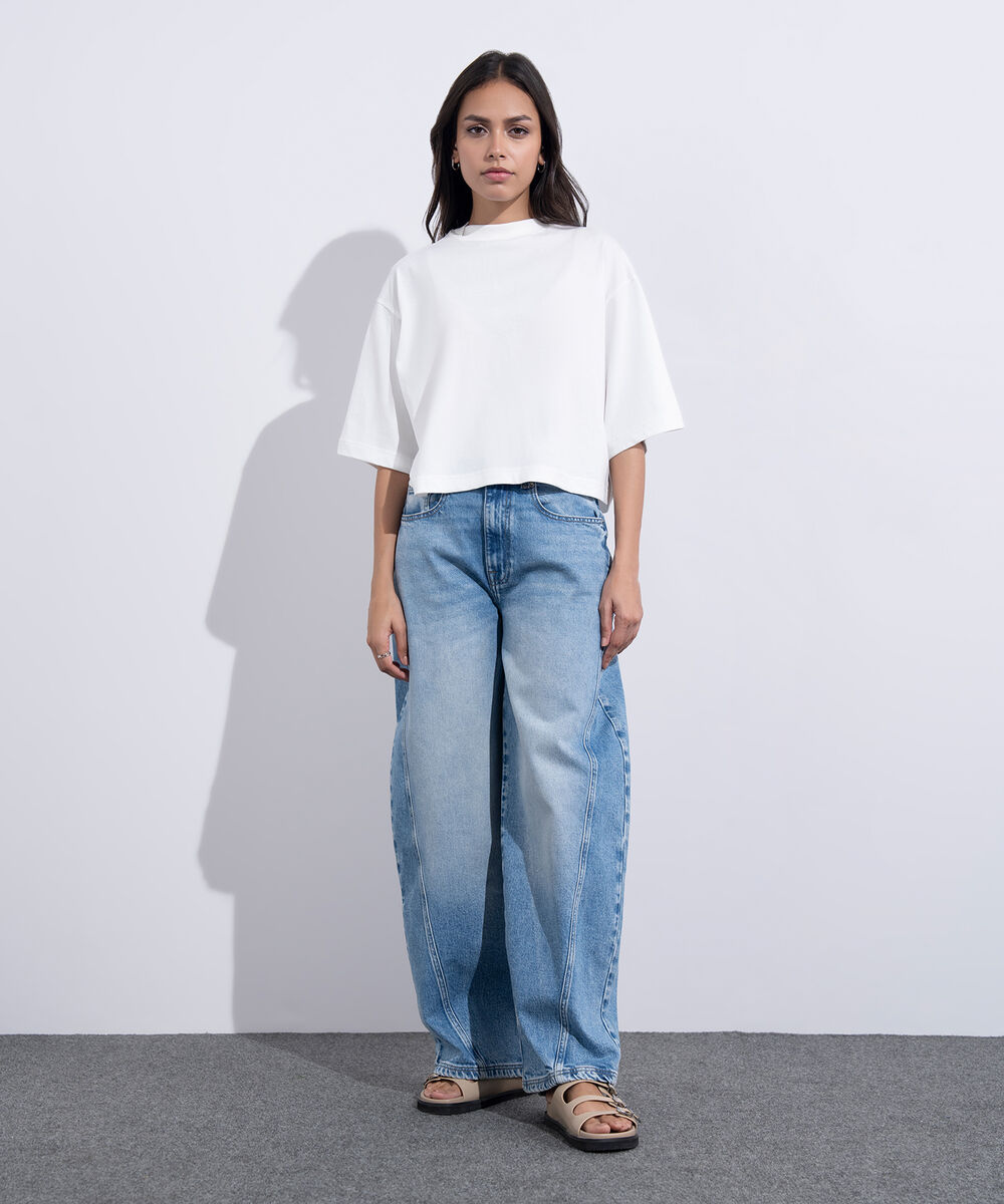 Women's Western Wear White Cropped T-Shirt