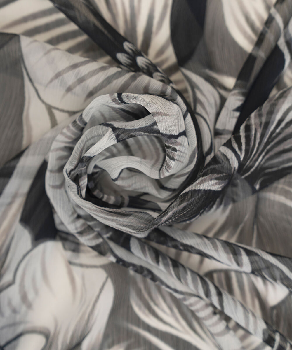 Blended Chiffon Black Printed Dupatta