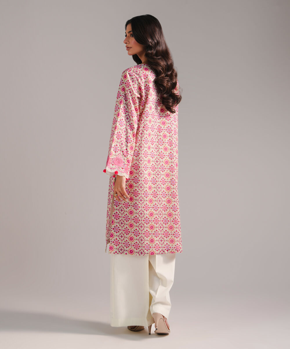 Women's RTW Lawn Embroidered Mint Green Straight Shirt