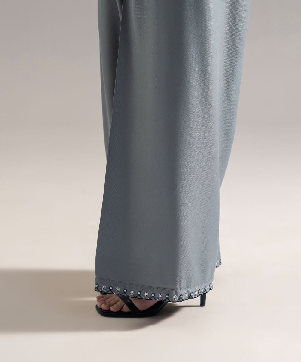 Women's RTW Bedford Solid Grey Farshi Shalwar