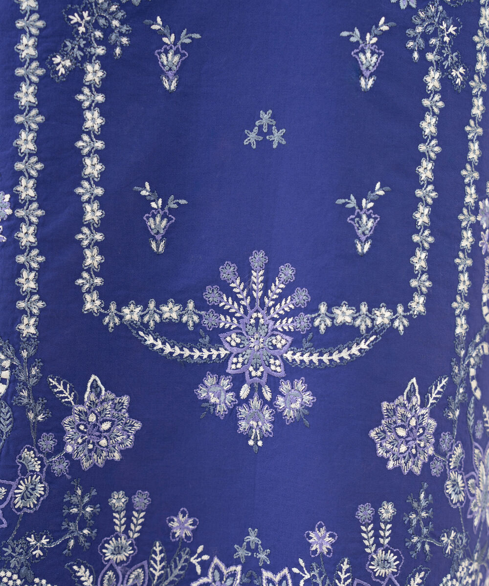 Women's Unstitched Embroidered Khaddar Blue 3 Piece Suit