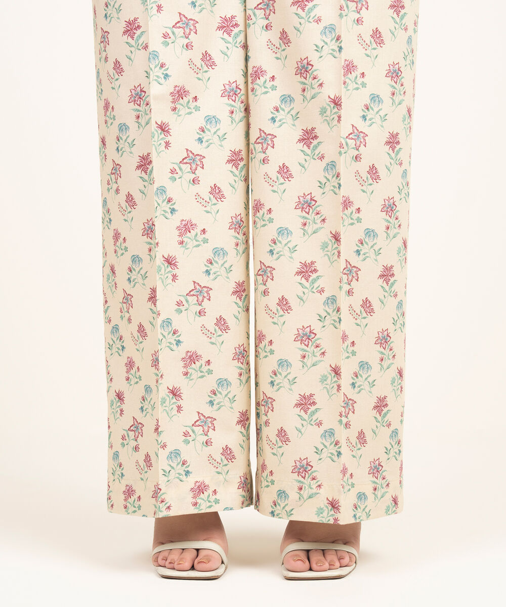 Women's RTW Lawn Printed Off White Culottes