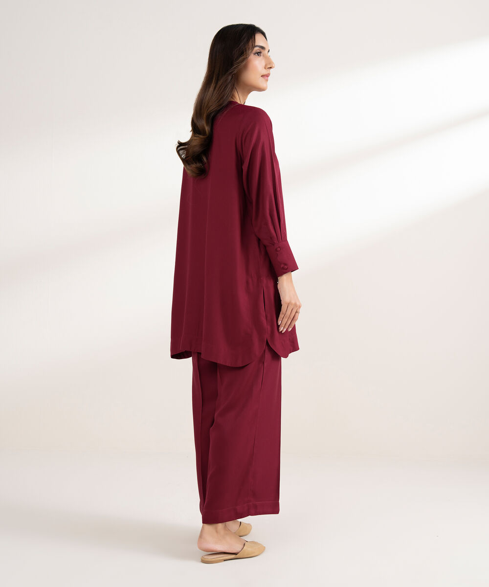 Women's RTW Bedford Solid Purple Straight Shirt