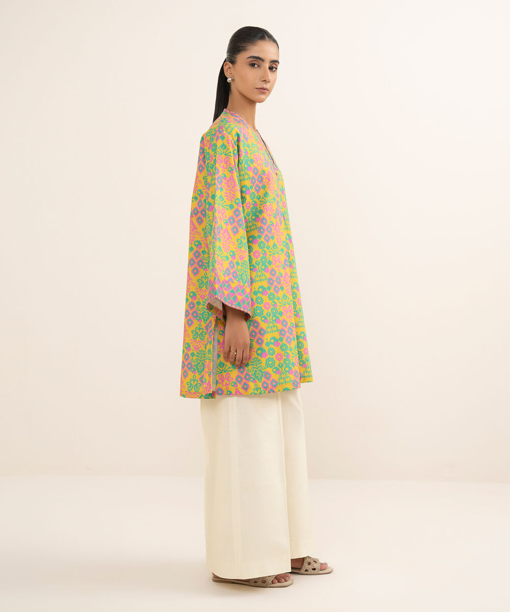 Women's Unstitched Cotton Printed Multi Shirt