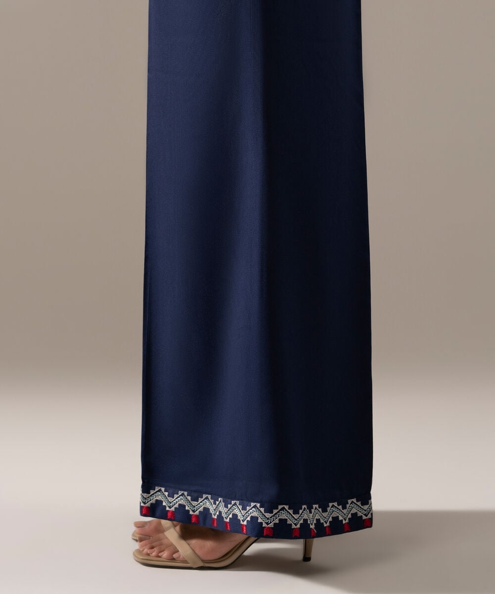 Women's RTW Bedford Solid Blue Flared Pants