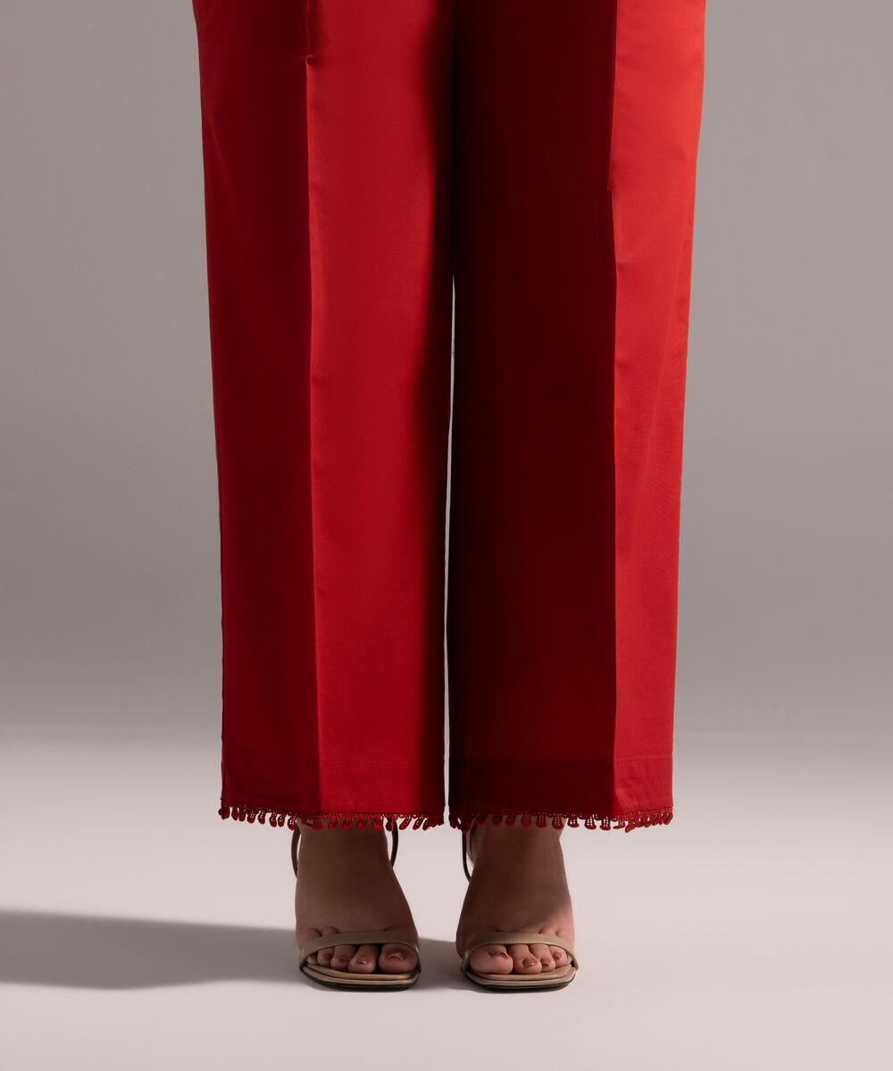 Women's RTW Cambric Solid Red Culottes