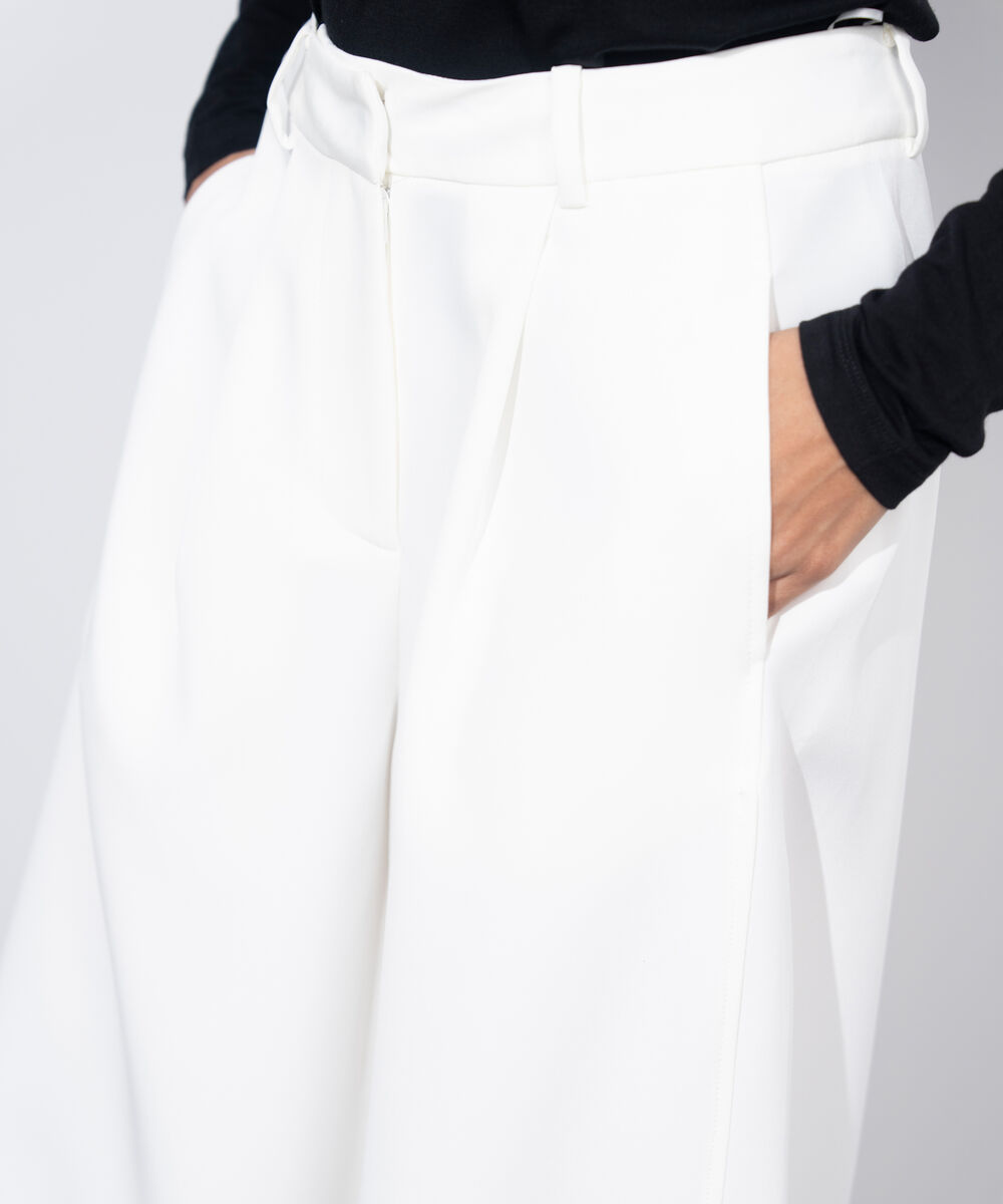 Women's Western Wear White Flared Hem Tailored Trousers