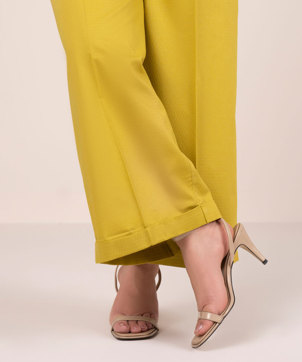 Women's RTW Dobby Solid Yellow Culottes