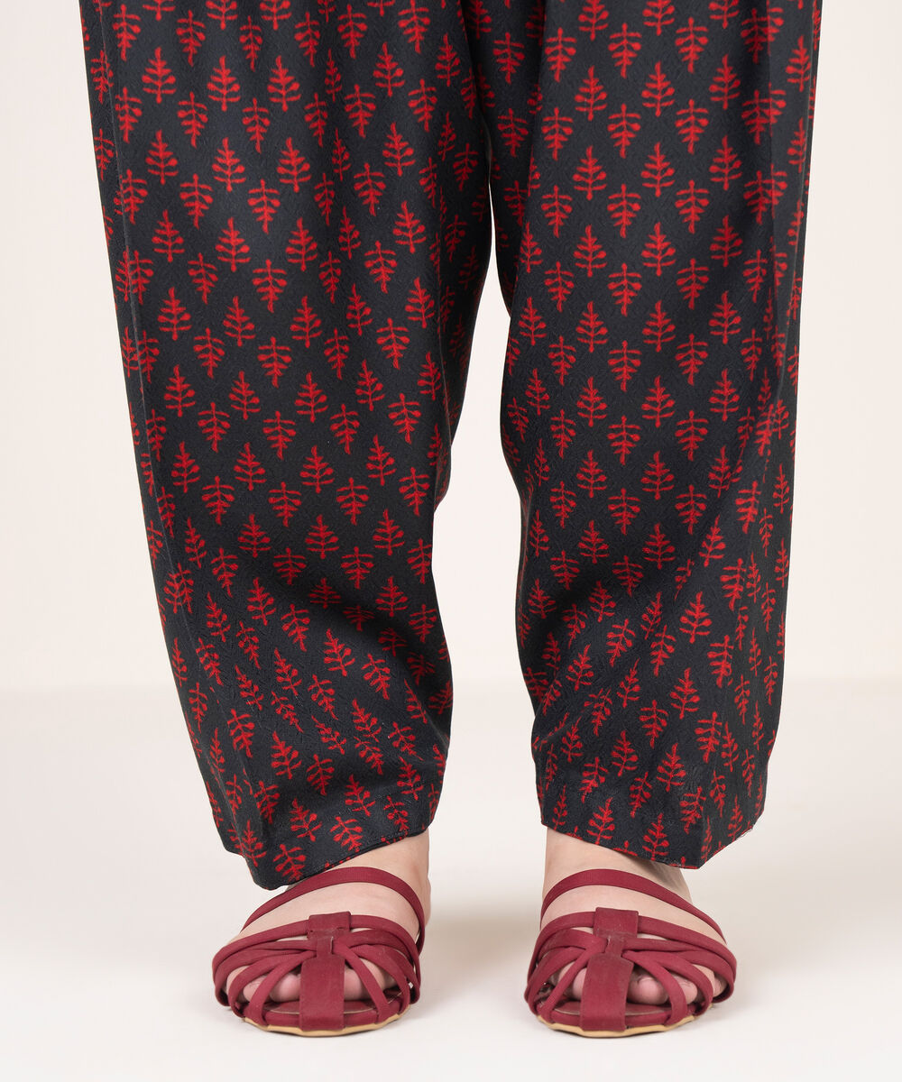 Women's RTW Dobby Printed Black Shalwar