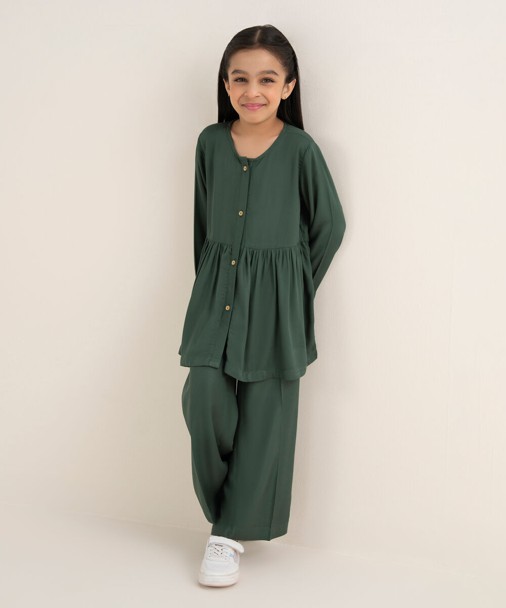 Girl's Bedford Solid Green 2 Piece Set