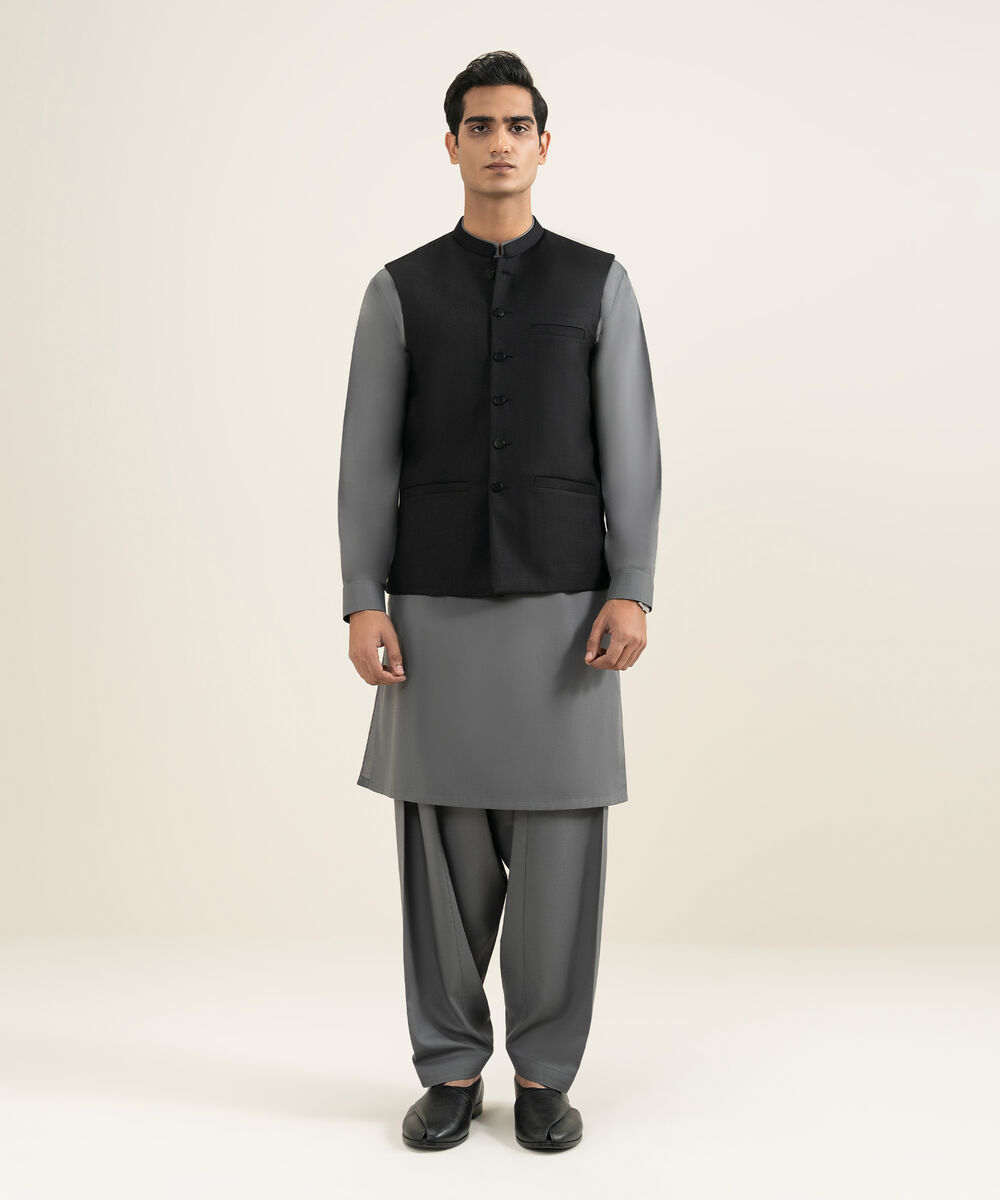 Men's black Tropical Suiting Waistcoat