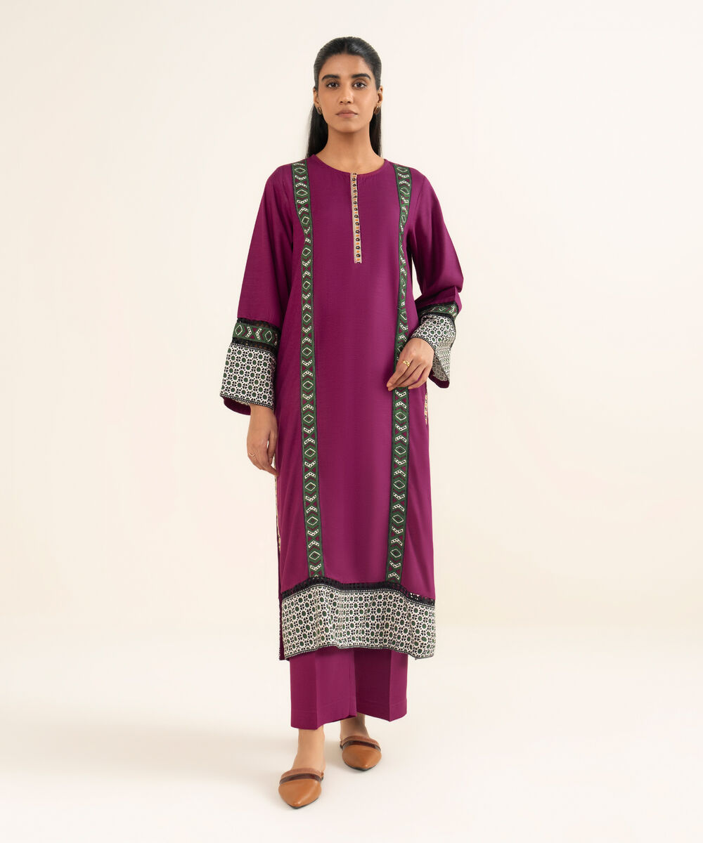 Women's RTW Herringbone Solid Pink A-Line Shirt