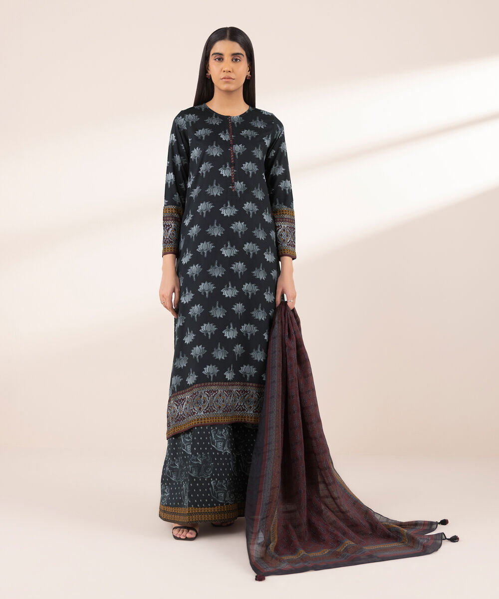 Tussar Silk Red Printed Dupatta