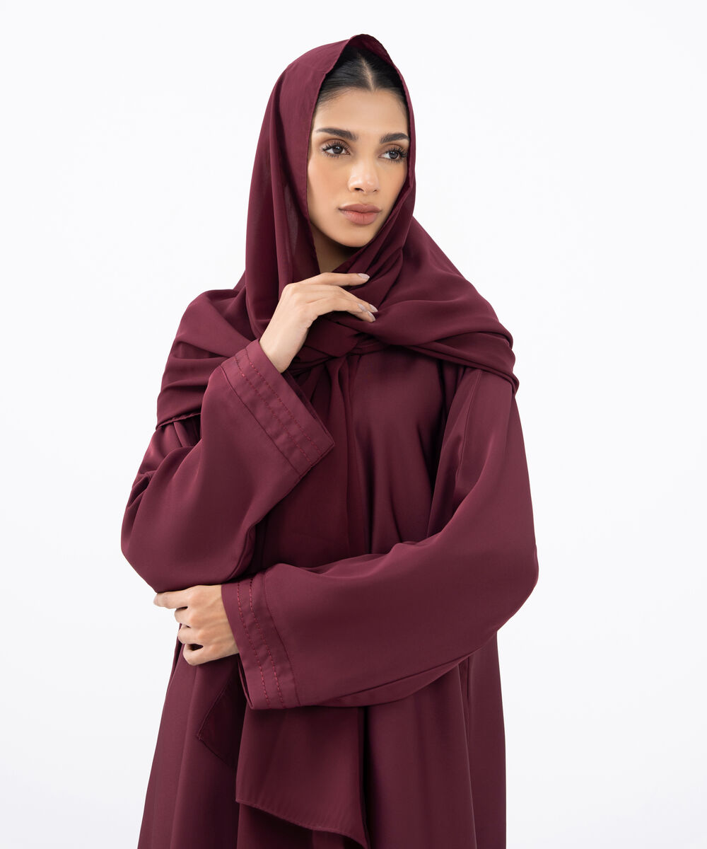 Women's Maroon Polyester Hijab