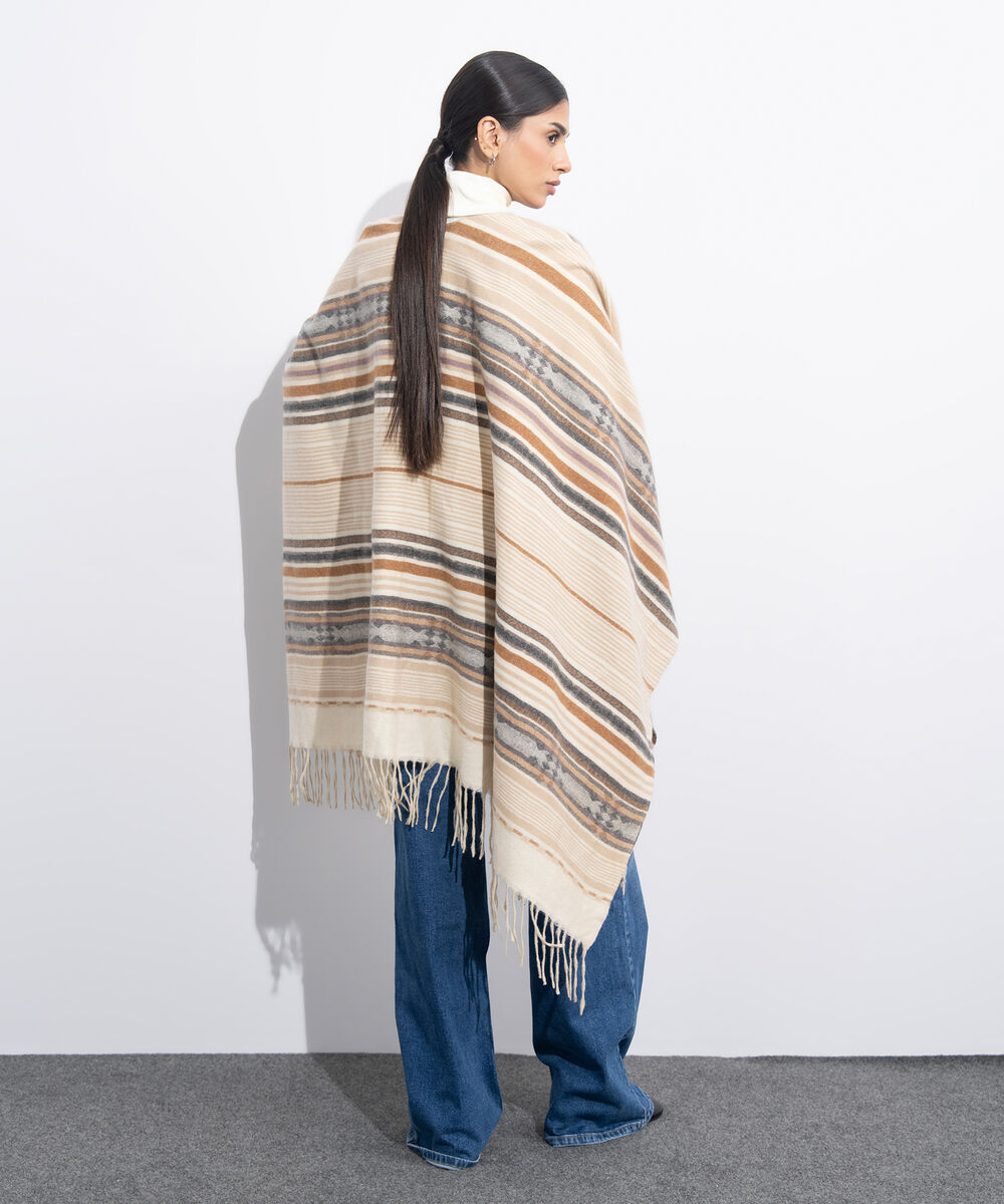 Women's Western Wear Off White Cape Shawl