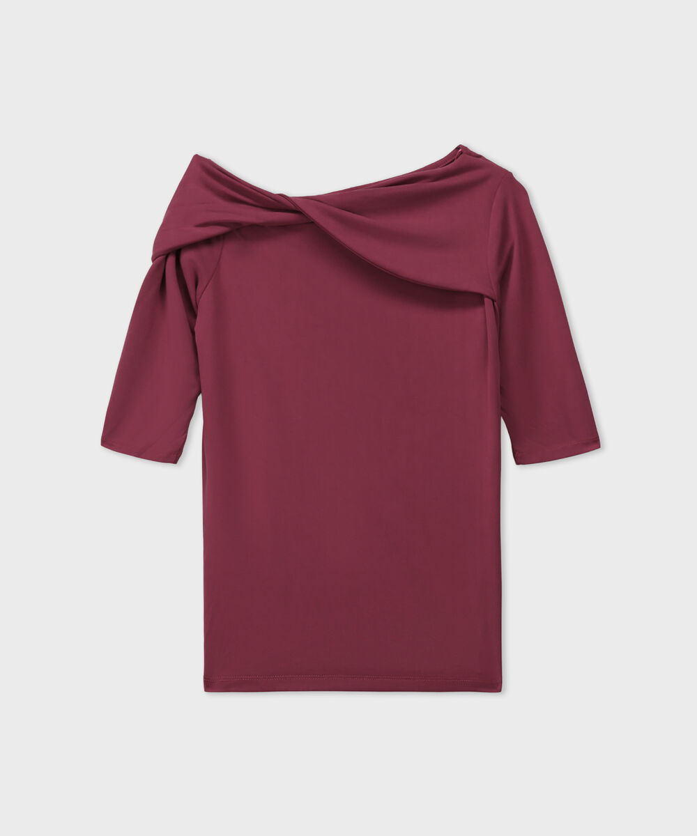 Women's Maroon Soft Asymmetrical Top