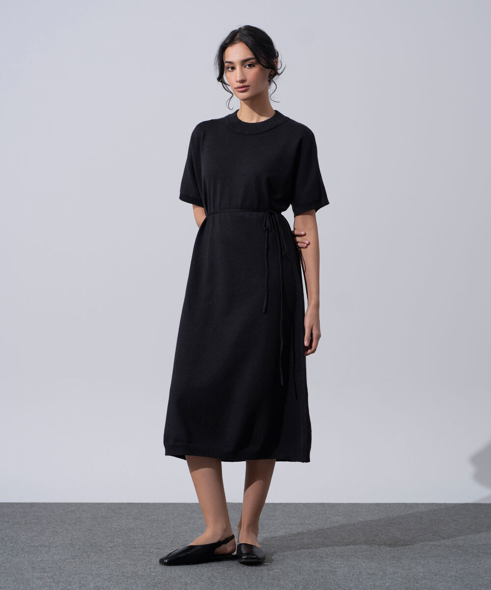 Women's Western Wear Black Short Sleeve Knit Dress