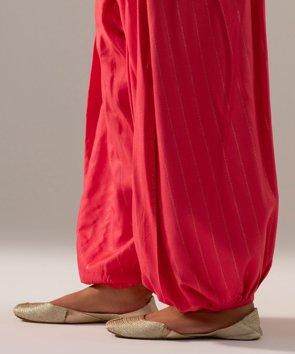 Women's RTW Dobby Crepe Lurix Solid Pink Balloon Pants