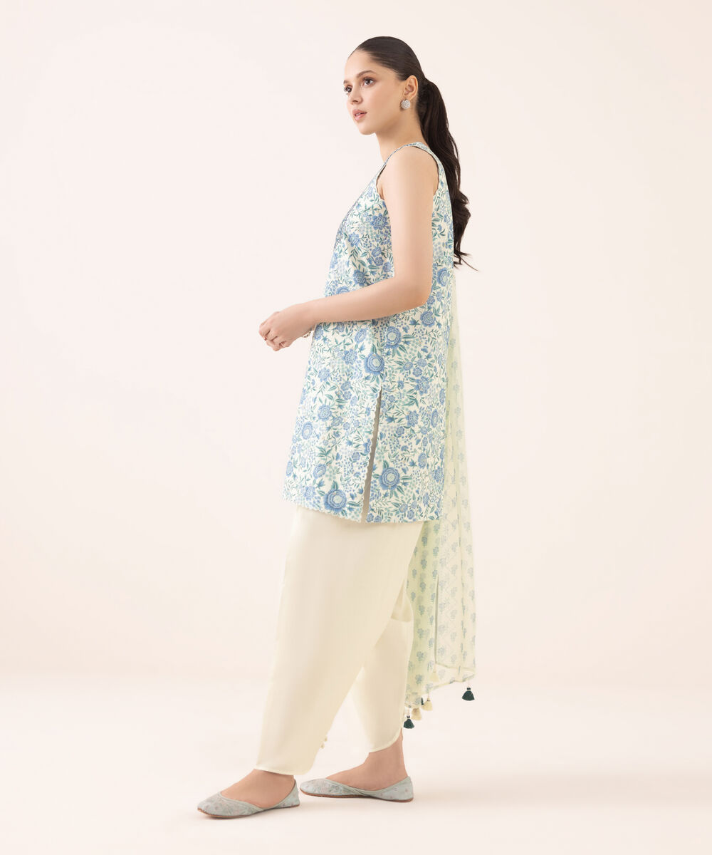 Women's Unstitched Cotton Embroidered Multi Three Piece Suit