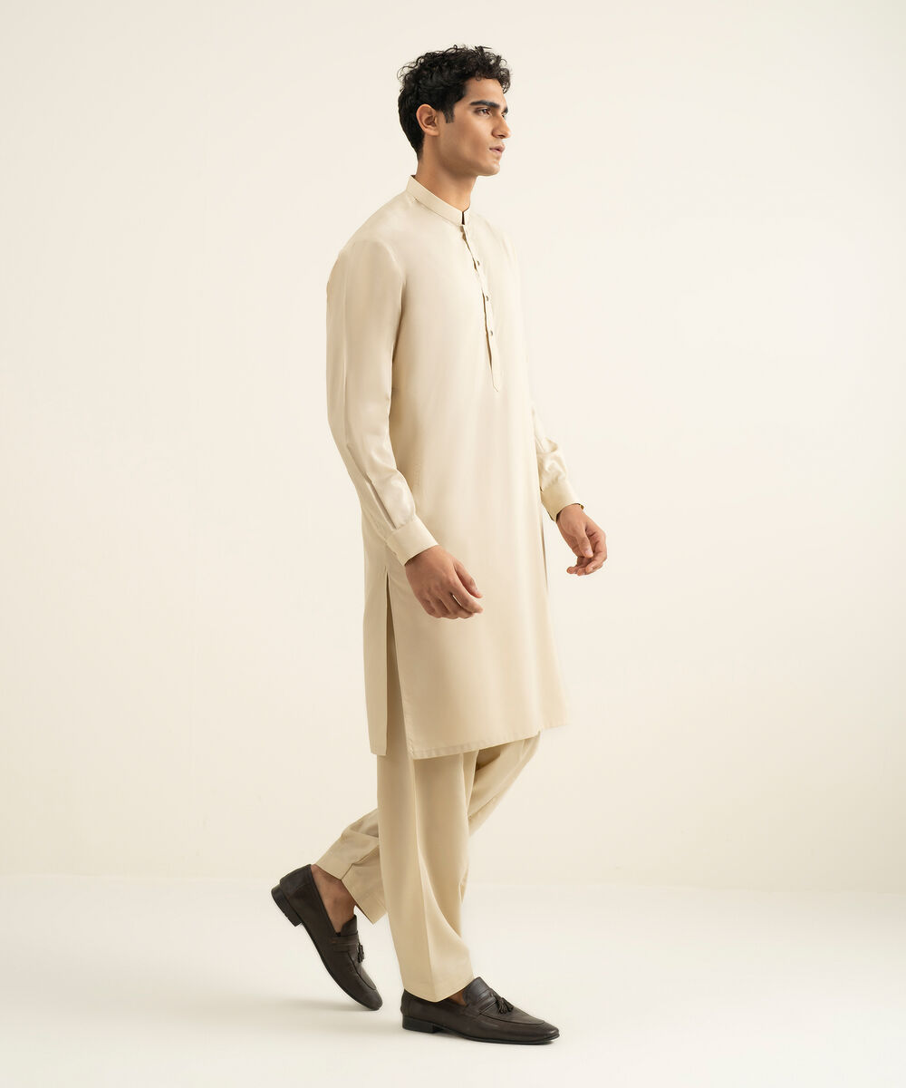 Men's beige Wash & Wear Kameez Shalwar