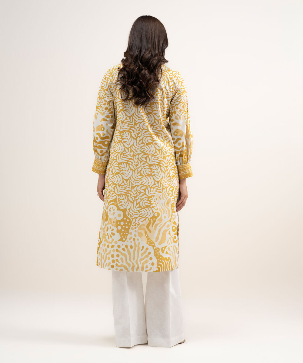 Women's Unstitched Lawn Printed Yellow Shirt