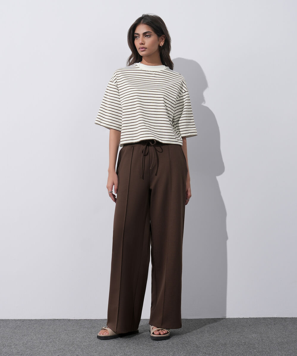 Women's Western Wear Multi Striped Cropped T-Shirt