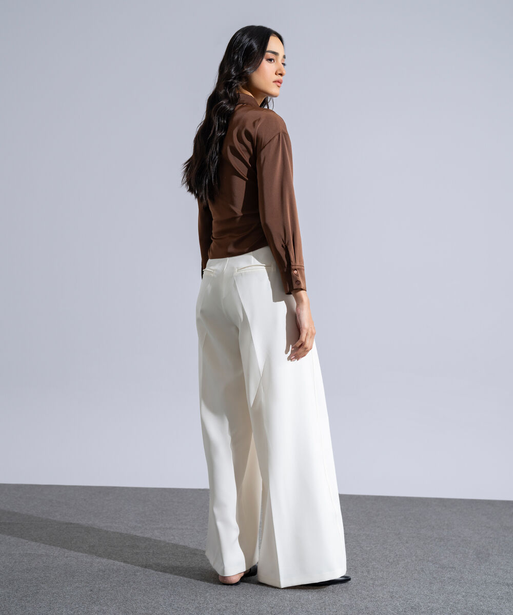 Women's Western Wear Brown Polyester Button Through Top With Drawstring