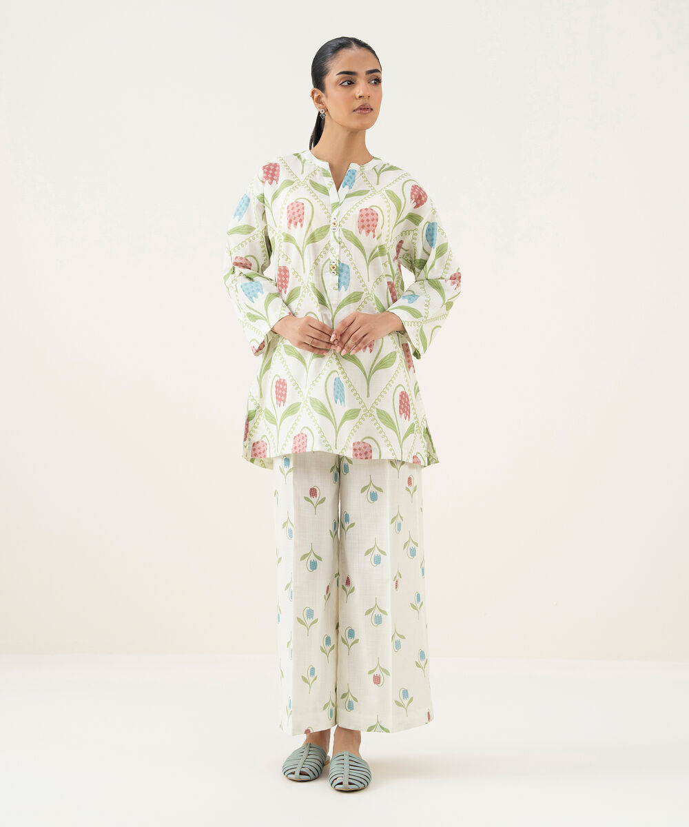 Women's RTW Crosshatch Printed Mint Green Straight Shirt