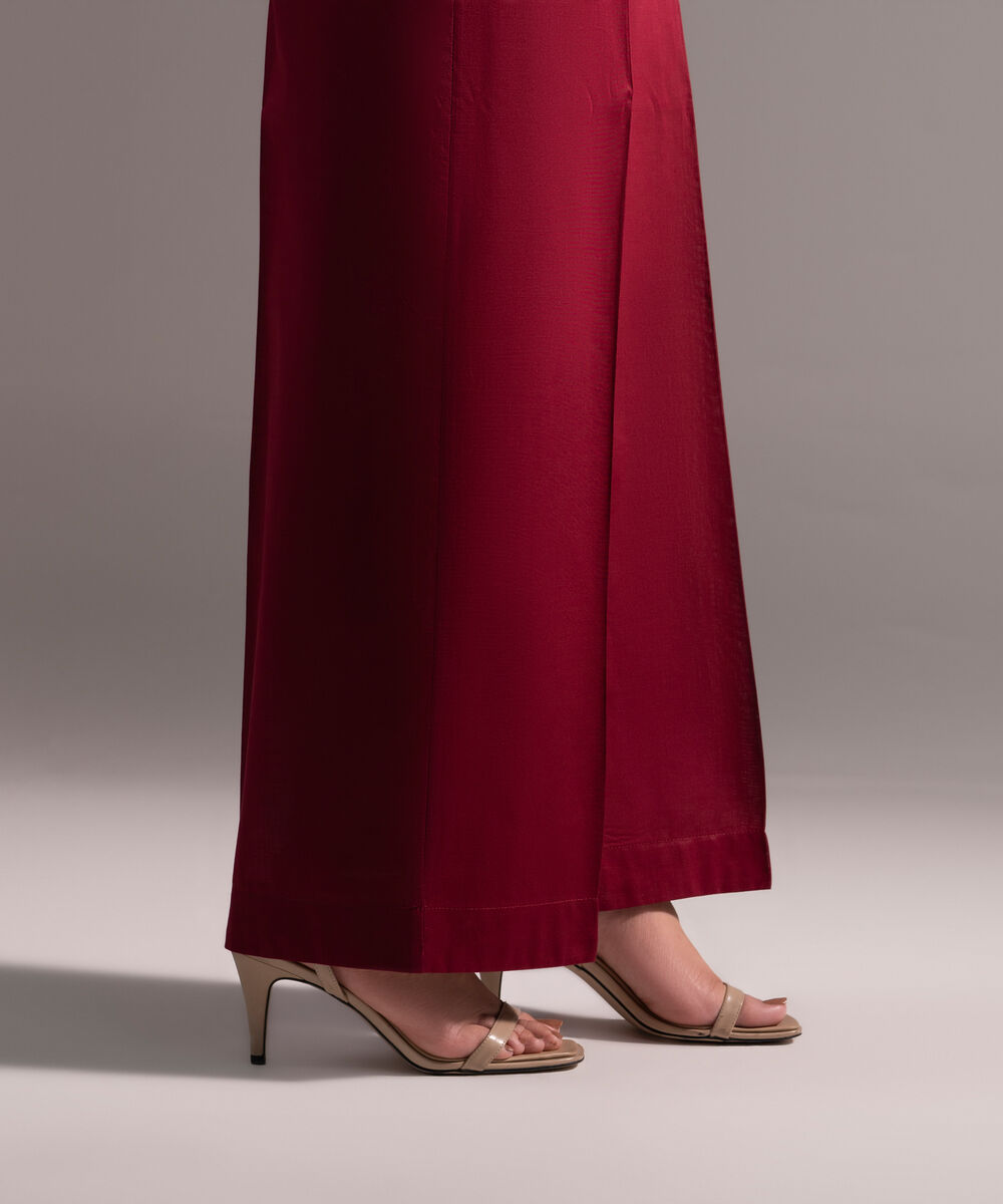Women's RTW Cross Hatch Solid Maroon Culottes