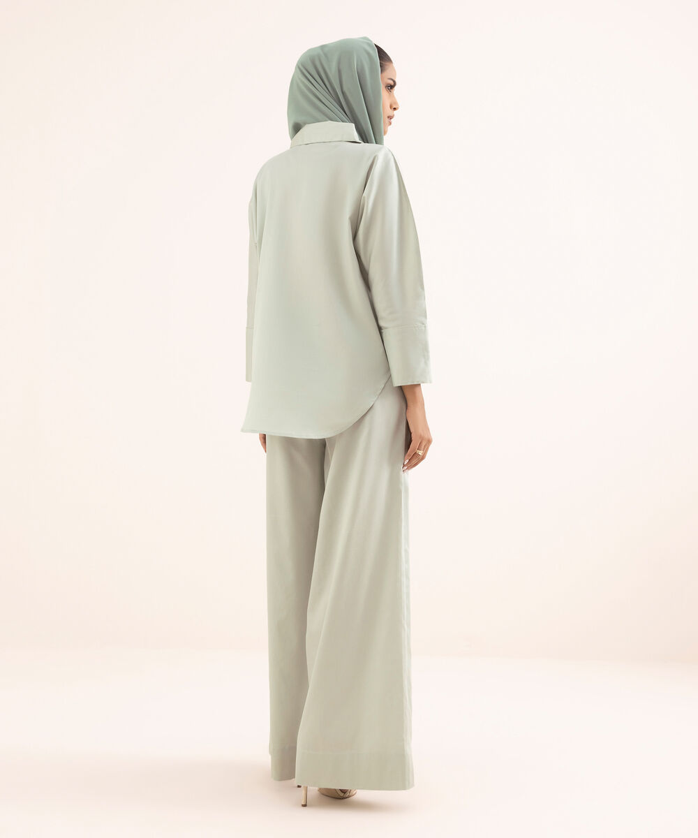 Women's Grey Cotton Modest Trousers