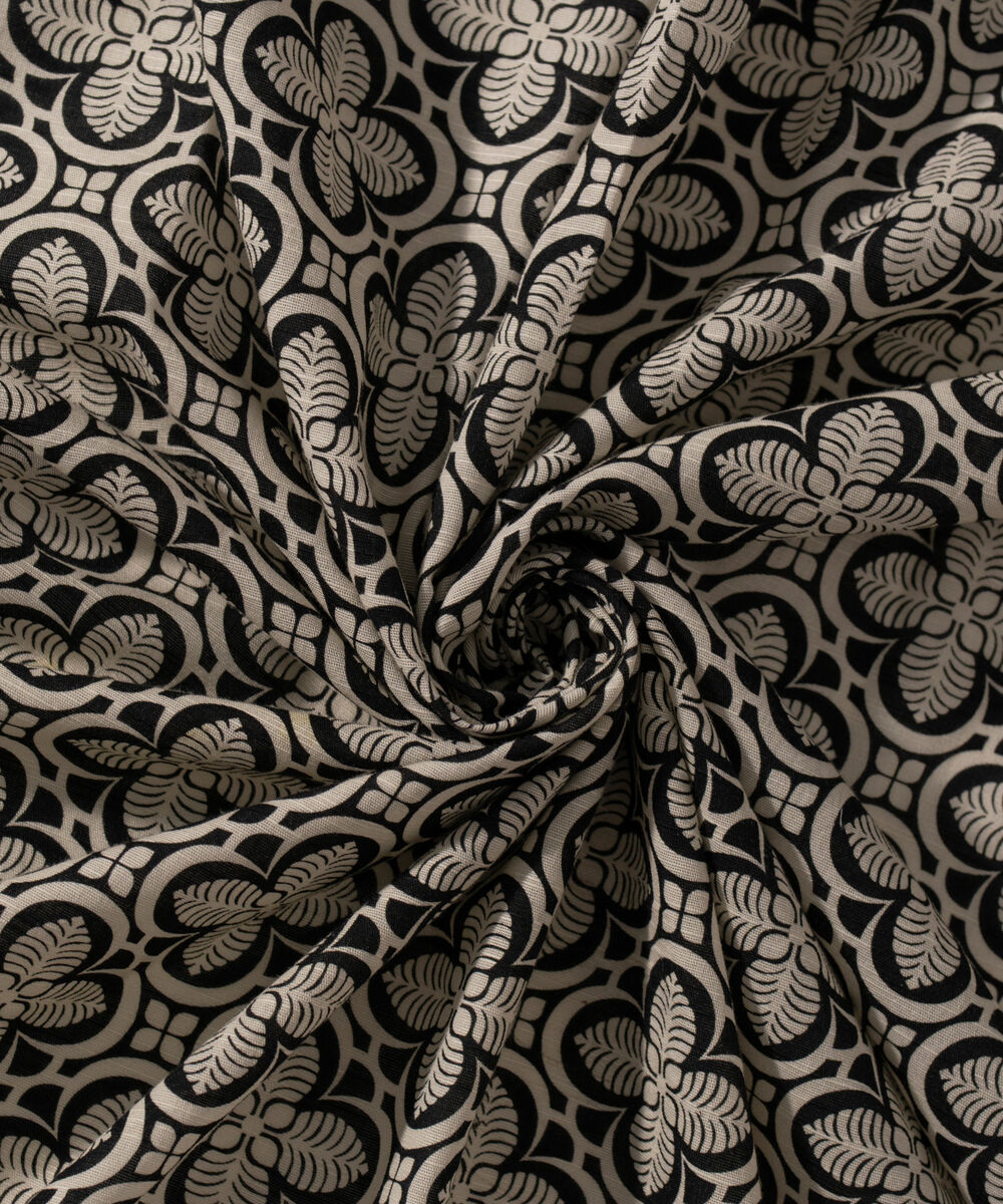 Women's RTW Khaddar Printed Black Dupatta