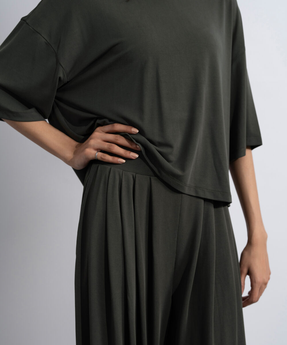 Women's Grey Flowing Pleated Trouser