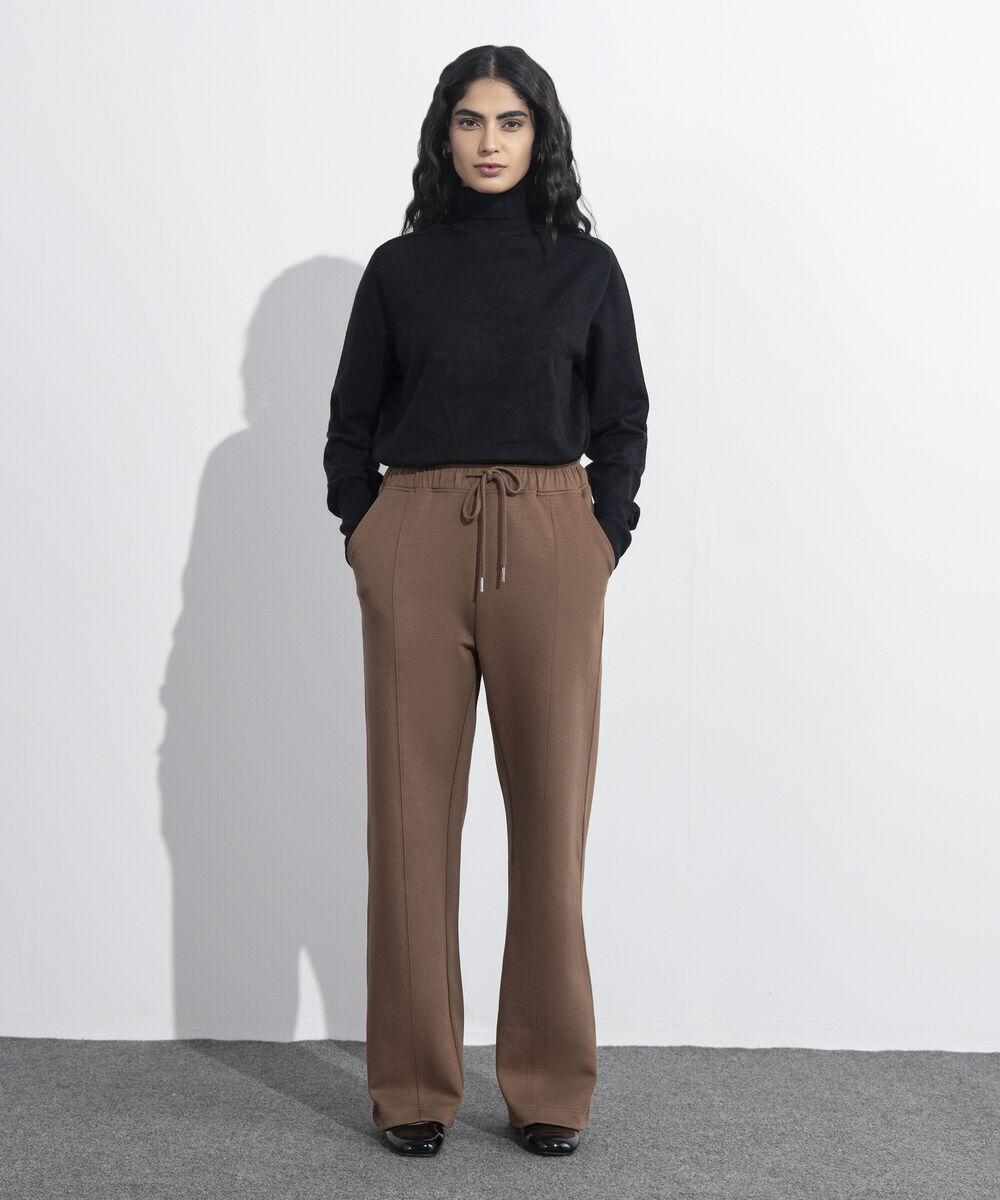 Women's Western Wear Light Brown Interlock Pull-On Trousers