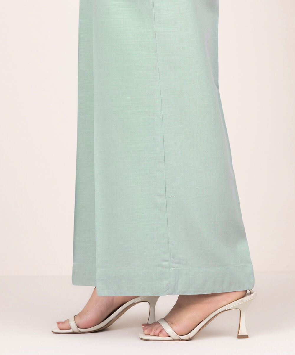 Women's RTW Cotton Viscose Solid Blue Culottes