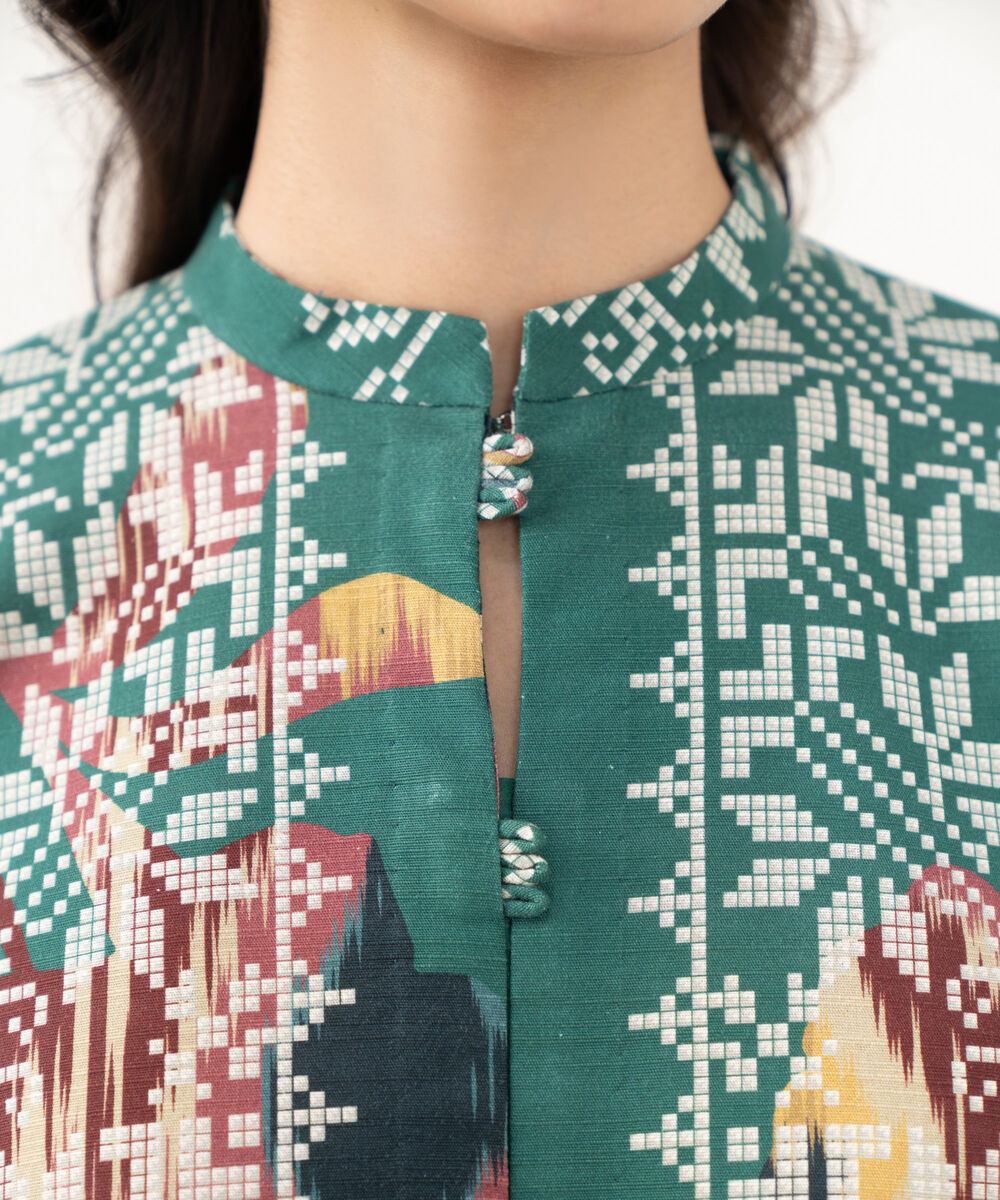 Women's Khaddar Printed Green  Unstitched Shirt