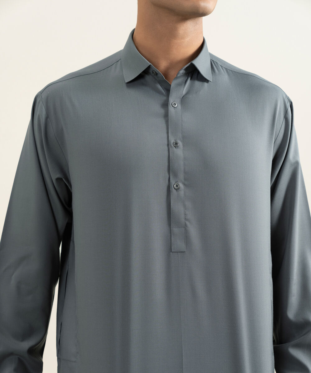 Men's grey Wash & Wear Kameez Shalwar