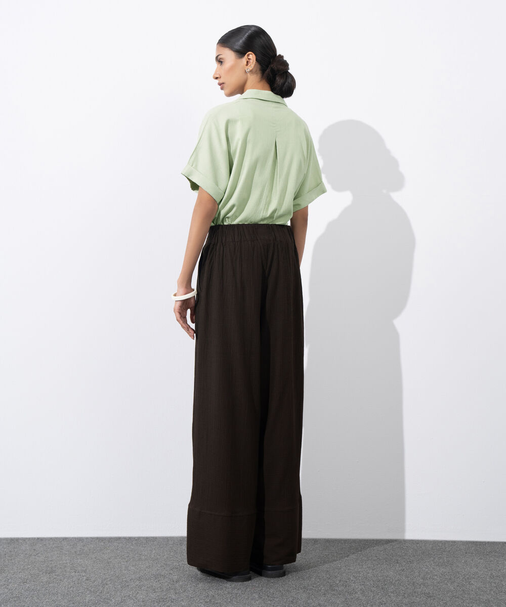 Women's Western Wear Green Regular Fit Seersucker Shirt