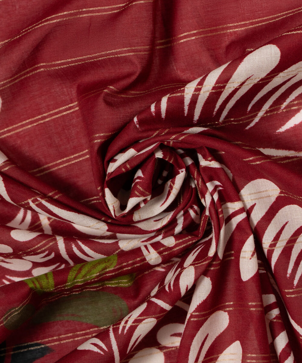 Zari Cotton Printed Red Dupatta