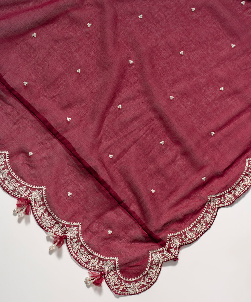 Women's RTW Fine Voil Solid Maroon Dupatta