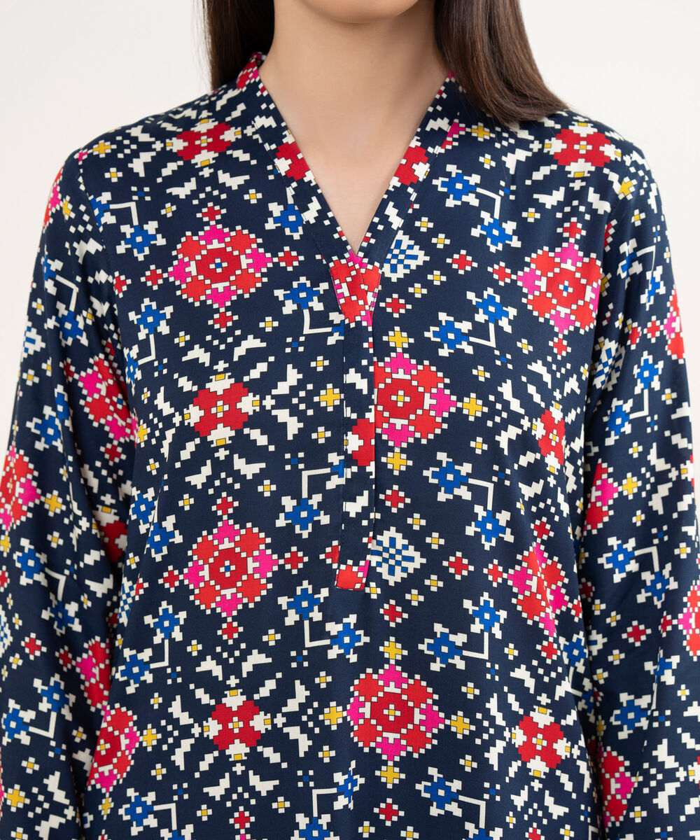 Women's RTW Arabic Lawn Multi Printed Straight Shirt