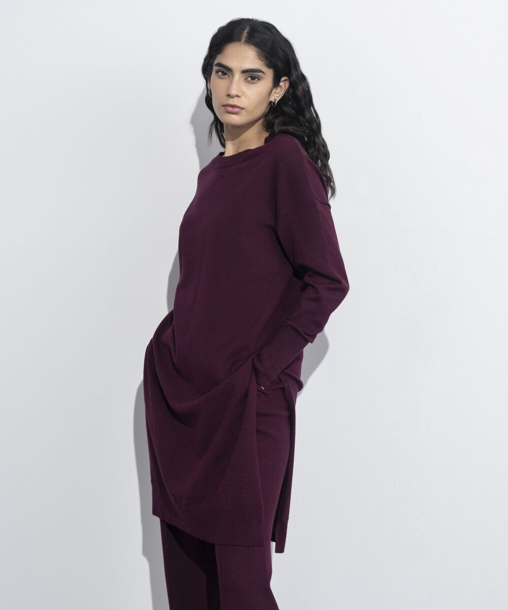 Women's Western Wear Merlot Sweater Knit Long Top