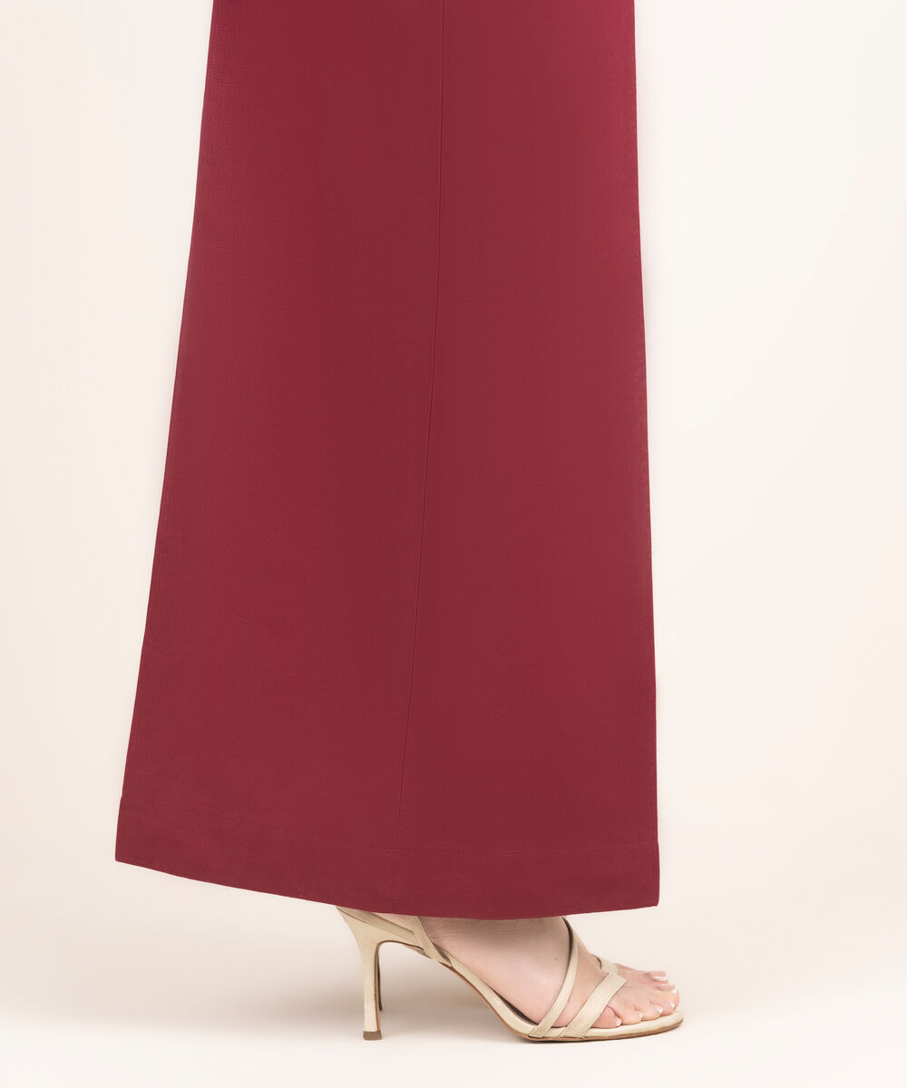 Women's RTW Cambric Solid Red Flared Pants