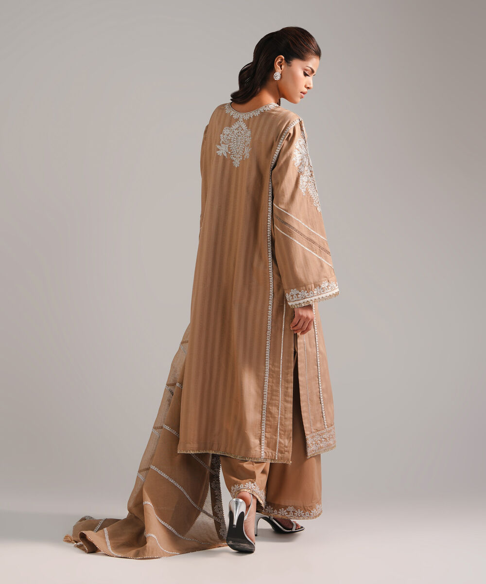 Women's RTW Leno Kara Embroidered Brown 3 Piece Suit