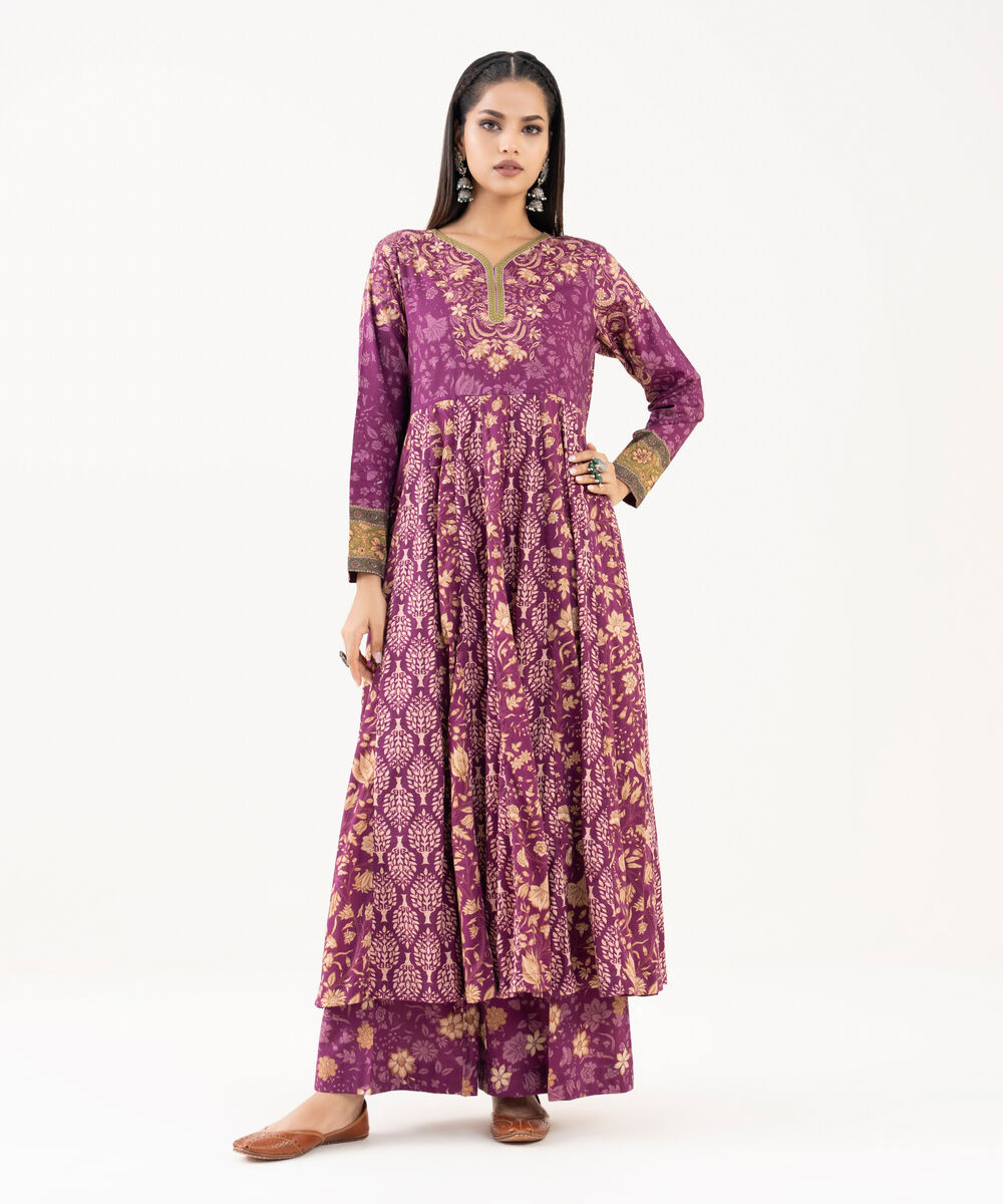 Women's RTW Lawn Viscose Green Embroidered Pishwas