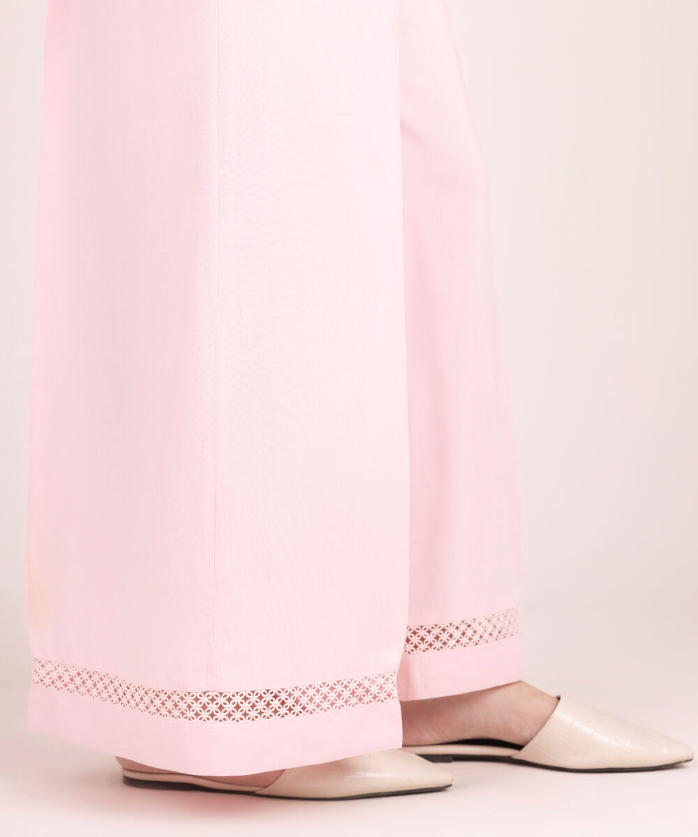 Women's RTW Linen Viscose Solid Pink Flared Pants