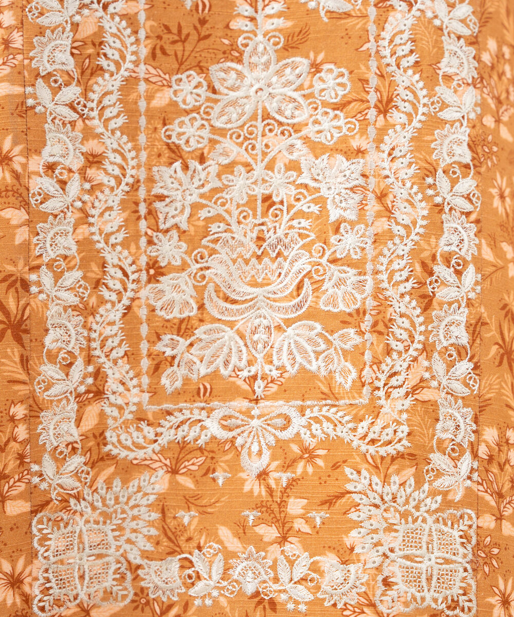 Women's Unstitched Khaddar Embroidered Orange   2 Piece Suit